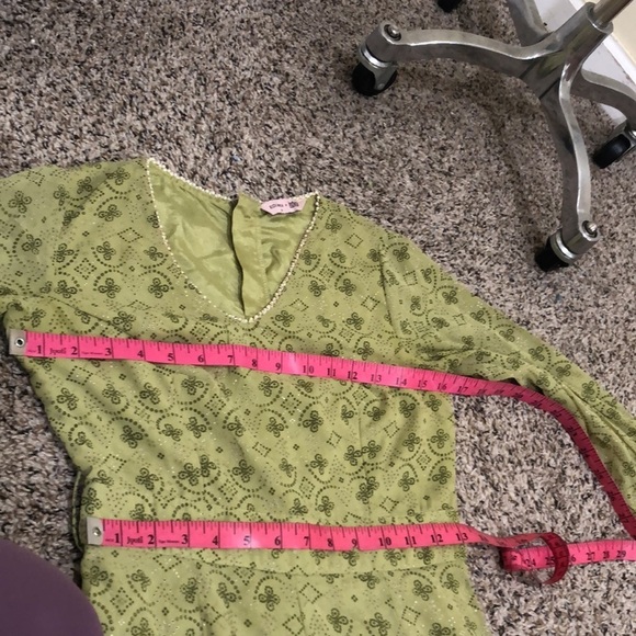 Ridhi Mehra x Indya Wide Leg Flare Jumpsuit Size XS Green Gold Print - Picture 8 of 12